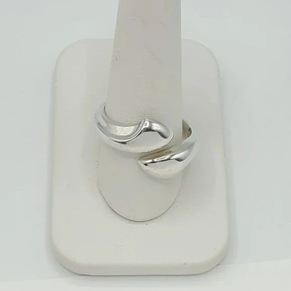 925 Sterling Silver Vintage Modernist Overlap Ring, Size 9 Unisex - Picture 6 of 9
